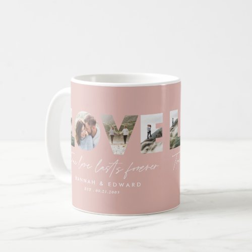 Love 4 photo modern minimal personalised gift pink coffee mug
