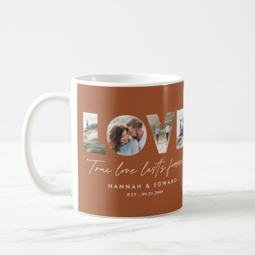 Love 4 photo modern minimal terracotta gift coffee mug