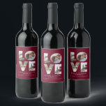 Love 4 photo simple modern personalised burgundy wine label<br><div class="desc">Love 4 photo simple modern personalised anniversary,  wedding,  birthday or Christmas gift for the one you love. Burgundy color.</div>