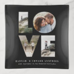Love 4 photo simple modern personalised gift black trinket tray<br><div class="desc">Love 4 photo simple modern personalised anniversary,  wedding,  birthday or Christmas gift for the one you love.Modern elegant stylish black photo collage design.</div>
