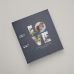 Love 4 photo simple modern personalised gift blue<br><div class="desc">Love 4 photo simple modern personalised anniversary,  wedding,  birthday or Christmas gift modern elegant petrol blue wedding binder gift for the one you love.</div>