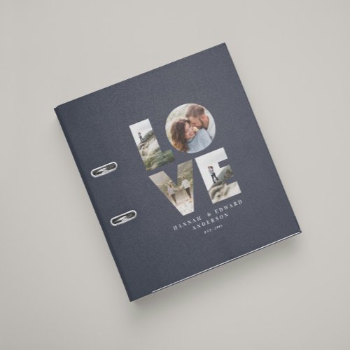 Love 4 photo simple modern personalised gift blue 3 ring binder