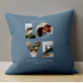 Love 4 photo simple modern personalised gift blue throw pillow