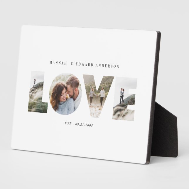 Love 4 photo simple modern personalised gift canva plaque (Side)