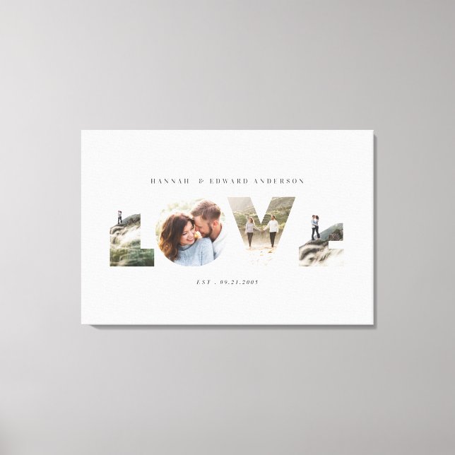 Love 4 photo simple modern personalised gift canvas print (Front)