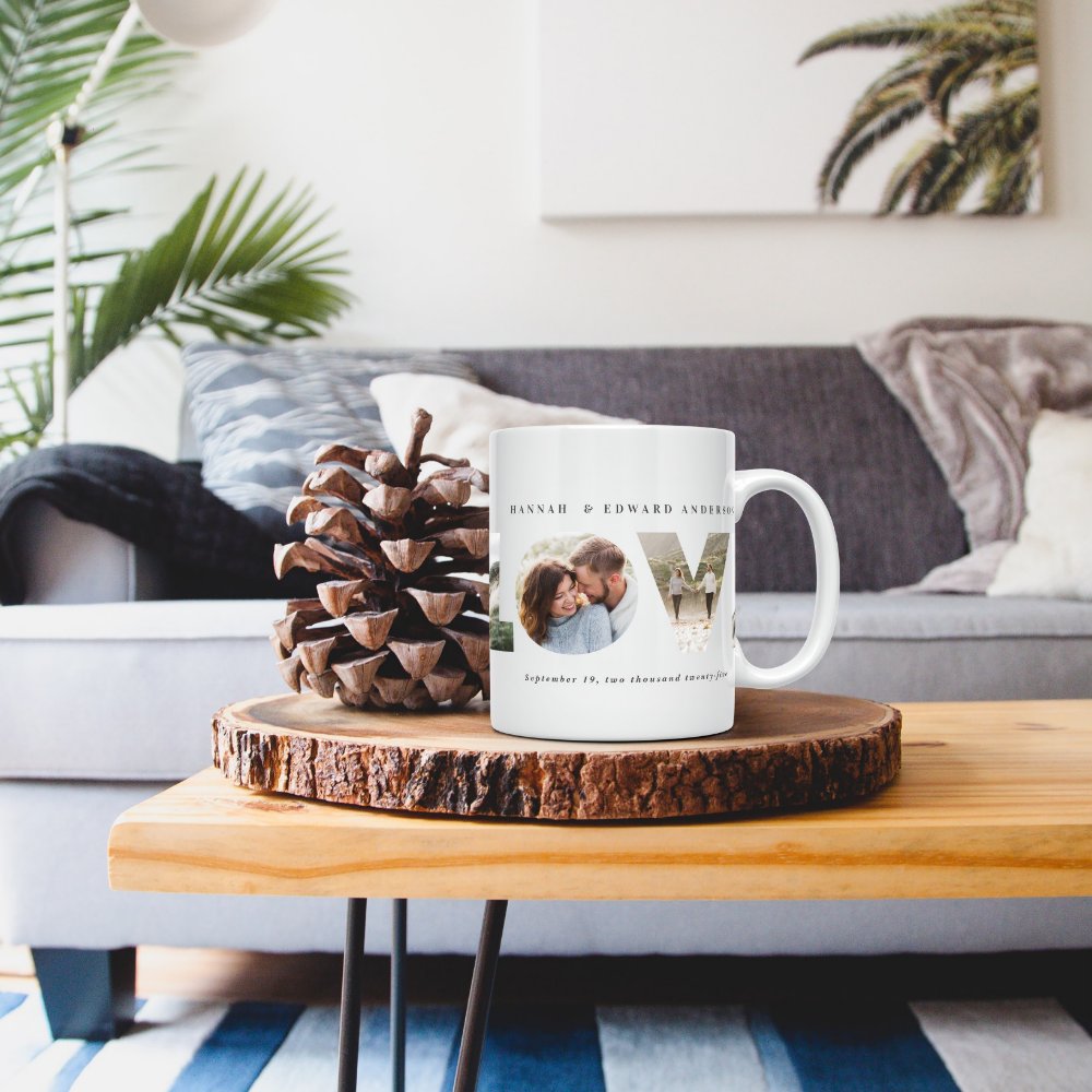Discover Love Custom Photo Simple Modern Personalised Gift Coffee Mug