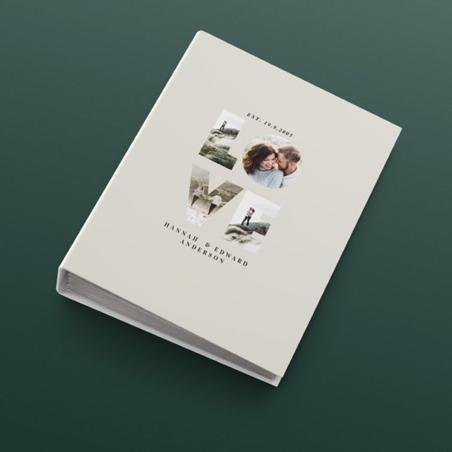 Love 4 photo simple modern personalised gift cream 3 ring binder (Creator Uploaded)