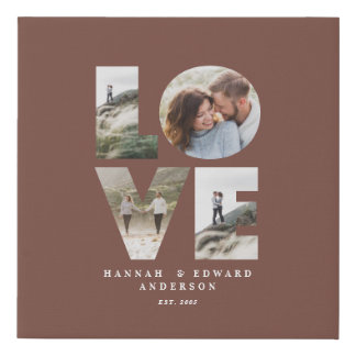 Love 4 photo simple modern personalised gift faux canvas print