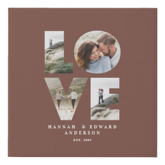 Love 4 photo simple modern personalised gift faux faux canvas print