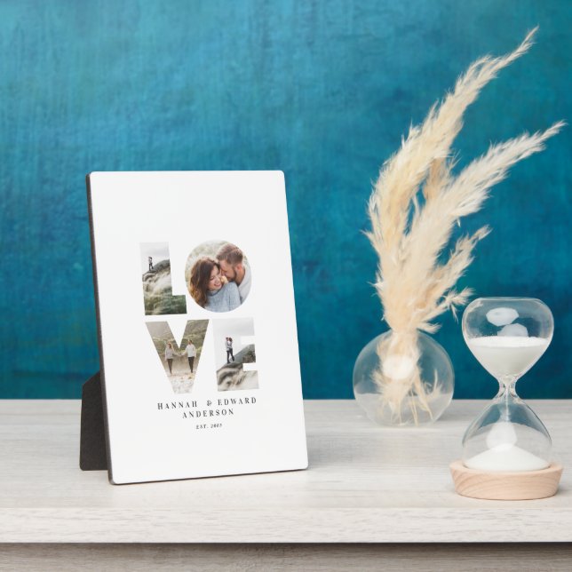 Love 4 photo simple modern personalised gift faux  plaque (Side)