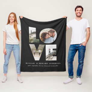 Love 4 photo simple modern personalised gift fleec fleece blanket