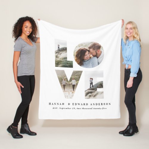 Love 4 photo simple modern personalised gift fleece blanket