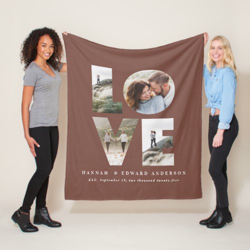 Love 4 photo simple modern personalised gift fleece blanket