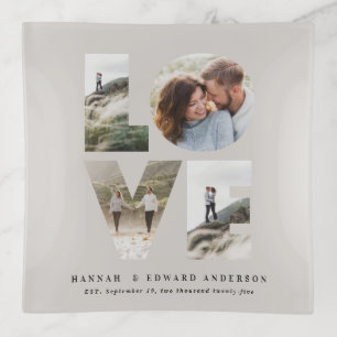 Love 4 photo simple modern personalised gift gray trinket tray