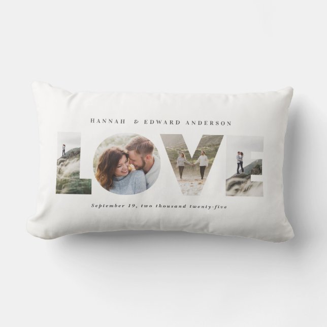 Love 4 photo simple modern personalised gift servi lumbar pillow (Front)
