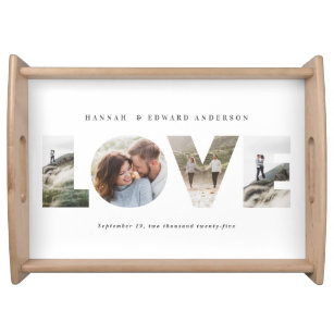 Love 4 photo simple modern personalised gift serving tray