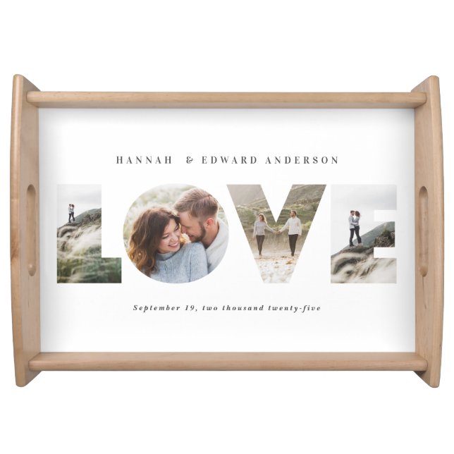 Love 4 photo simple modern personalised gift serving tray (Front)