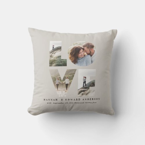 Love 4 photo simple modern personalised gift throw pillow