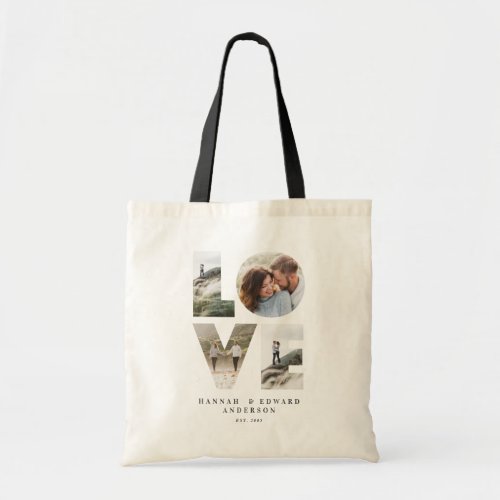 Love 4 photo simple modern personalised gift tote bag