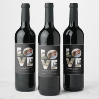 Love 4 photo simple modern personalised gift wine 