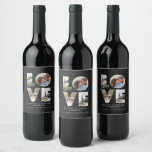 Love 4 photo simple modern personalised gift wine  wine label<br><div class="desc">Love 4 photo simple modern personalised anniversary,  wedding,  birthday or Christmas gift for the one you love.</div>