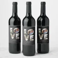 Love 4 photo simple modern personalised gift wine wine label