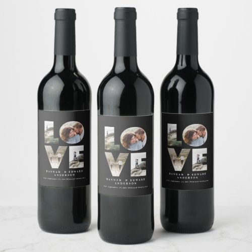 Love 4 photo simple modern personalised gift wine  wine label