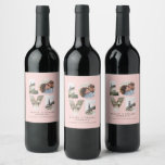 Love 4 photo simple modern personalised pink wine label<br><div class="desc">Love 4 photo simple modern personalised anniversary,  wedding,  birthday or Christmas gift for the one you love. Girly pastel pink backer color.</div>