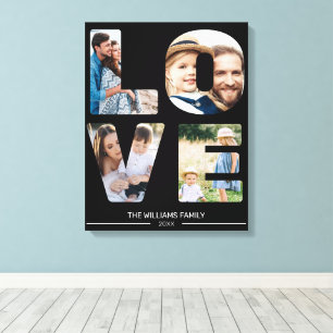 Love 4 Photo Simple Modern Personalized Gift Canvas Print