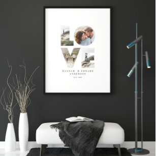 Love 4 photo simple modern personalized gift faux canvas print