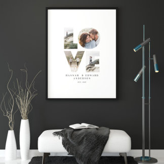 Love 4 photo simple modern personalized gift faux canvas print