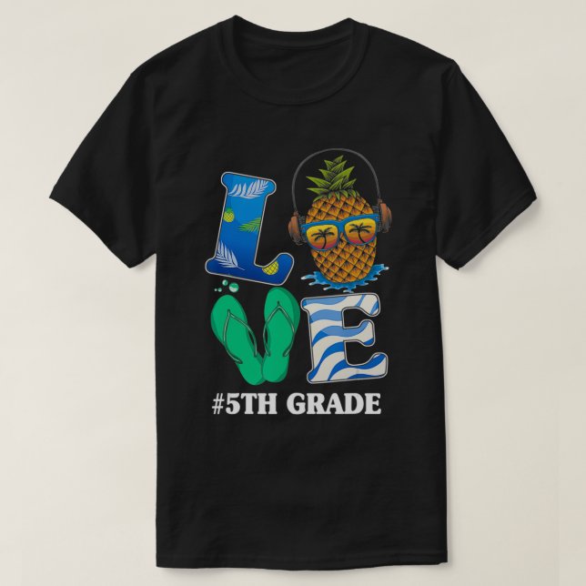 Love 5th Grade Teacher Pineapple Christmas Teacher T-Shirt (Design Front)