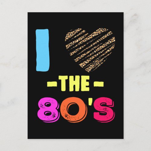 Love 80s Disco Music Leopard Heart Postcard