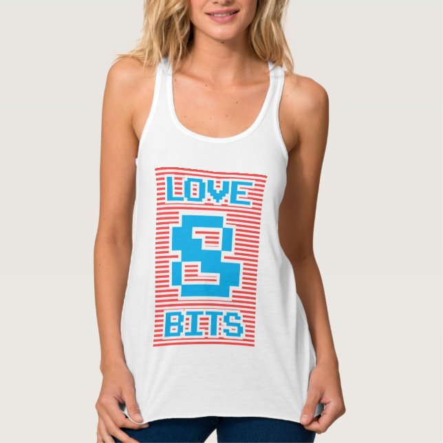 Love 8 Bits, geek, funny, typography, Tank Top (Front)