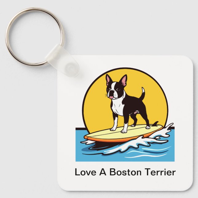 Love A Boston Terrier Dog Keychain (Front)