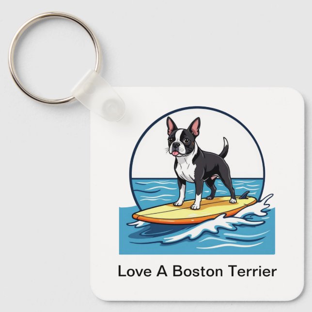 Love A Boston Terrier Dog Keychain (Front)