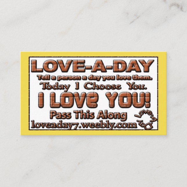 Love-a-Day Business Cards (Front)