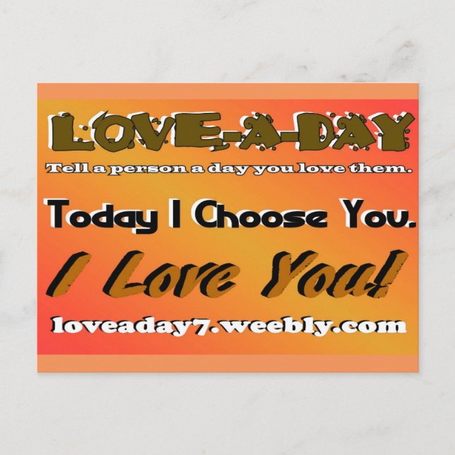 Love A Day Postcard-Orange Postcard (Front)