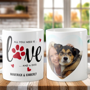 Love & a Dog Custom Heart Cute Pet Photo Valentine Coffee Mug