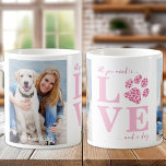 Love & a Dog Custom Pet Photo Pink Valentine's Day Coffee Mug<br><div class="desc">Introducing the Love with Paw Print Coffee Mug - the perfect addition to any dog lover's collection. This modern and stylish mug features a bold design that is sure to catch your eye. With chic pink accents and adorable paw prints, this mug is both cute and functional. Made from high-quality...</div>