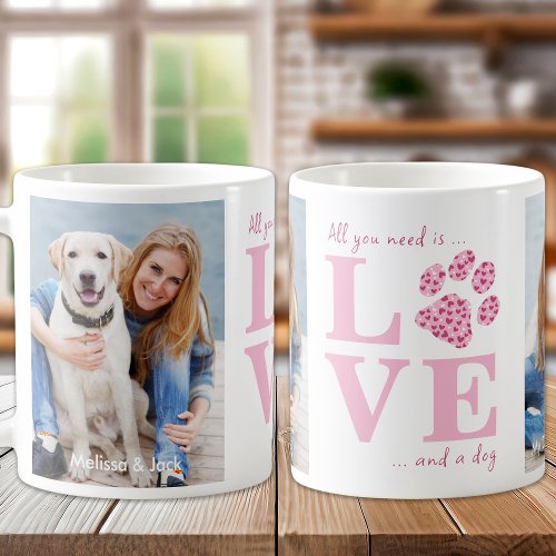 Love  a Dog Custom Pet Photo Pink Valentines Day Coffee Mug