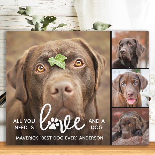 LOVE  a DOG Personalized Dog Lover Photo Collage  Plaque