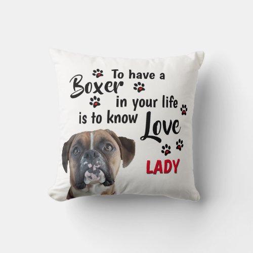 Love a Fawn Boxer Dog Throw Pillow