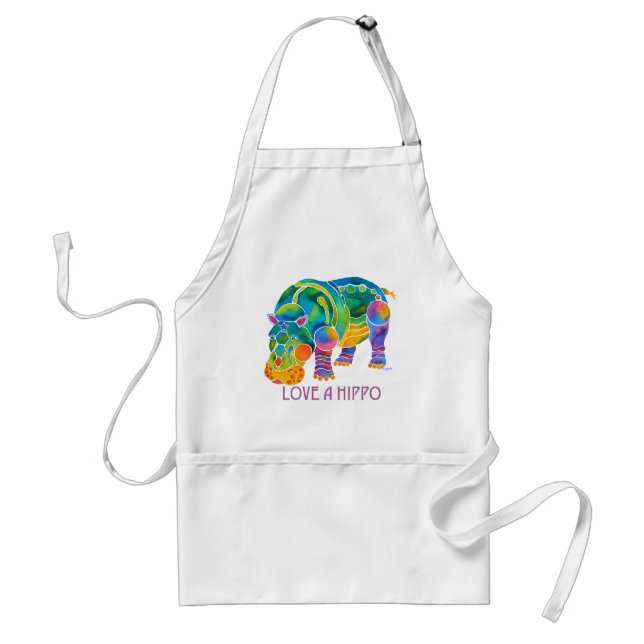 Love A HIPPO Adult Apron (Front)