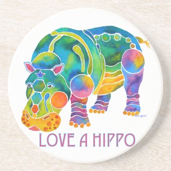 Love A Hippo Coaster by Whimzicals at Zazzle