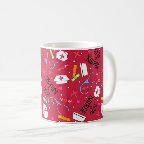 Love A Nurse Art Red with Nurse Designs Coffee Mug