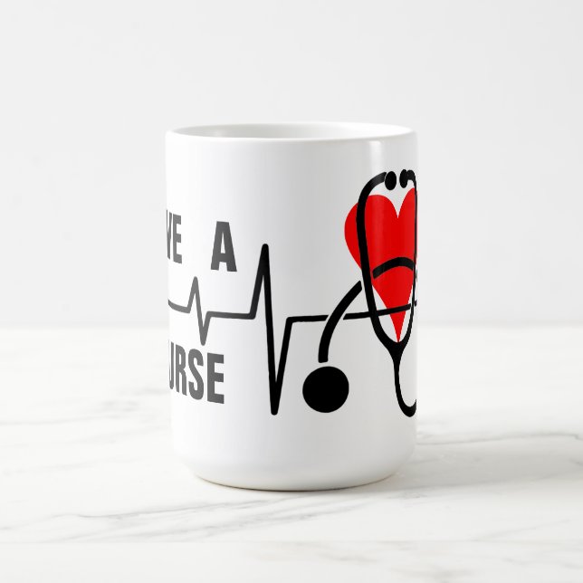 Love a Nurse Heart Stethoscope Design Coffee Mug (Center)