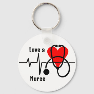 Love a Nurse Heart & Stethoscope Design Keychain