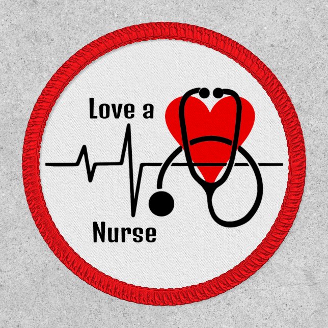 Love a Nurse Heart & Stethoscope Design Patch (Front)