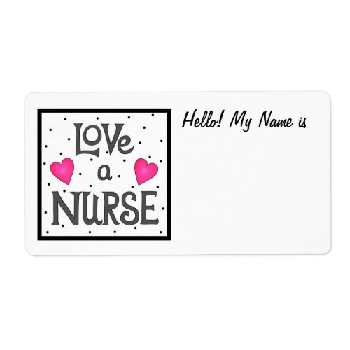 Love a Nurse Hearts Event Name Tags Black